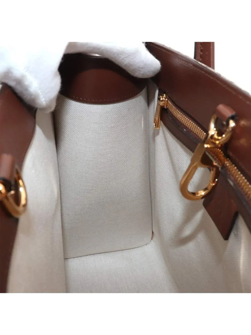 Gucci Interlocking Small 2-Way Tote Shoulder Bag GG Supreme Leather Beige - Picture 7 of 10